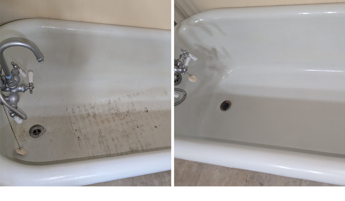 Bathroom detail cleaning before and after