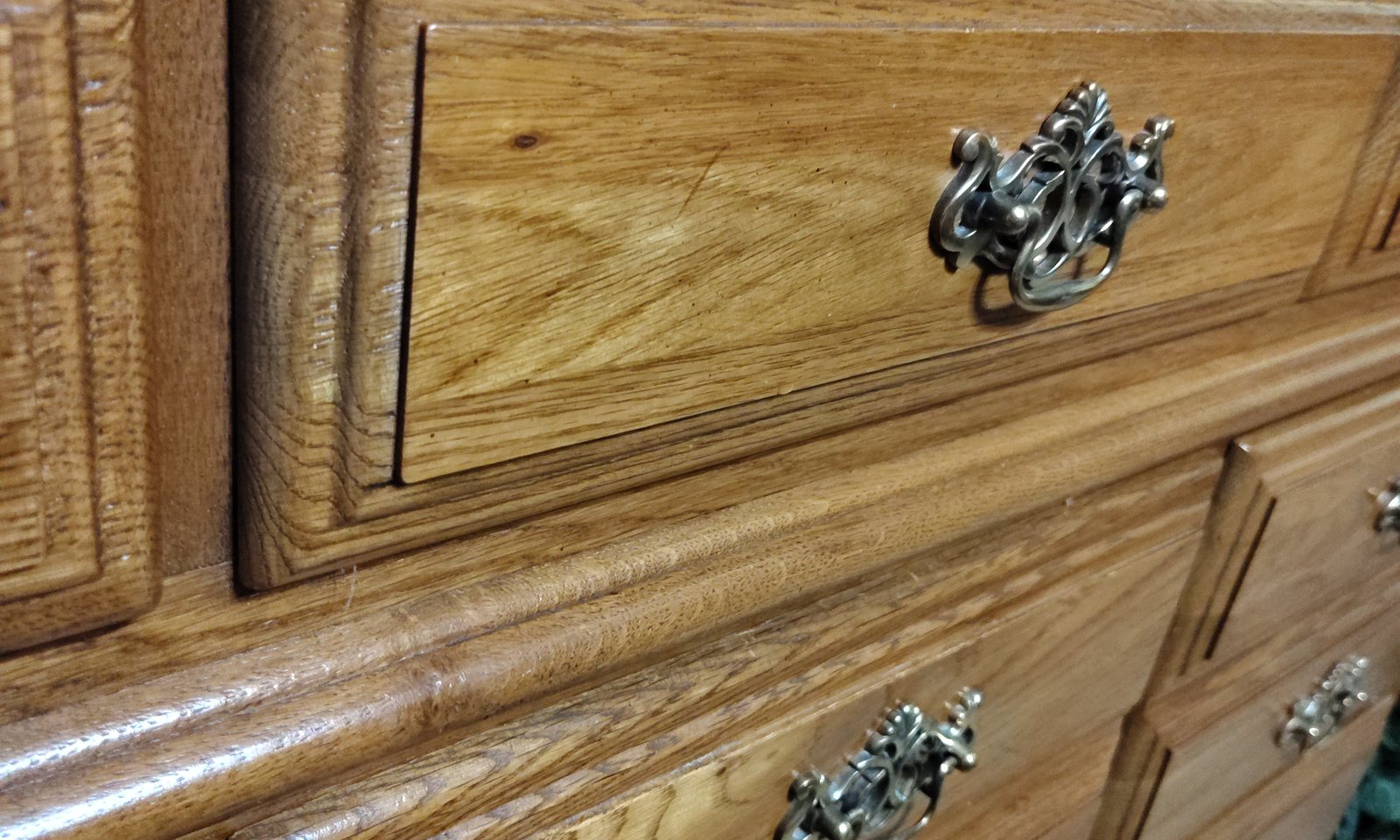 Wood furniture detail after careful dusting